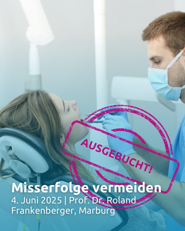 🚨 Seminar „Misserfolge vermeiden“ ausgebucht!
Das Seminar mit Prof. Dr. @roland_frankenberger am 4. Juni 2025 ist bereits voll – aber keine Sorge! Es gibt noch
viele spannende Seminare mit freien Plätzen.

Sichern Sie sich jetzt Ihren Platz und verpassen Sie nicht die Gelegenheit, von den Besten der Branche zu lernen!

#SylterWoche2025 #Zahnmedizin #FortbildungMitMeerblick
#Seminare #WissenErweitern #ZukunftGestalten